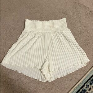 Z Supply White High Waist Pleated Shorts